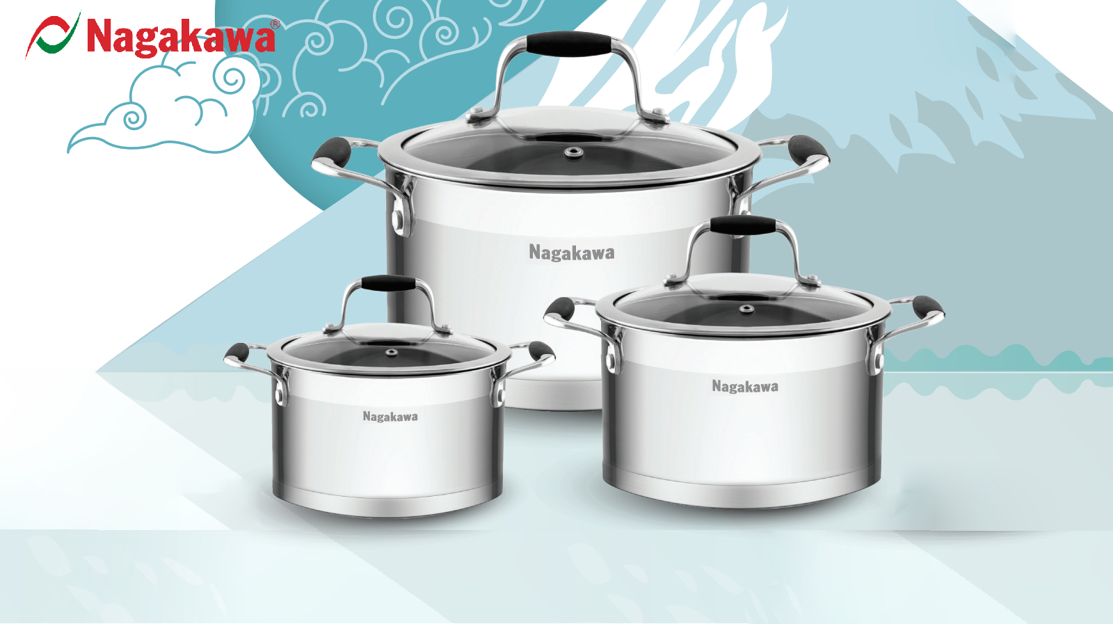 Bộ nồi inox Nagakawa Fuyu NAG1354 - Phân phối chính hãng