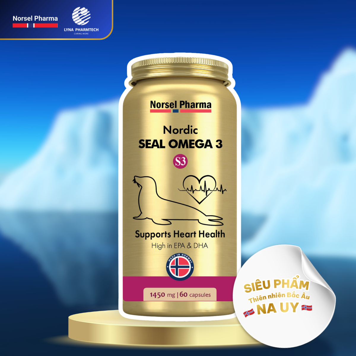 Thực Phẩm Bảo Vệ Sức Khỏe Nordic Seal Omega 3 S3 - lọ 60 viên