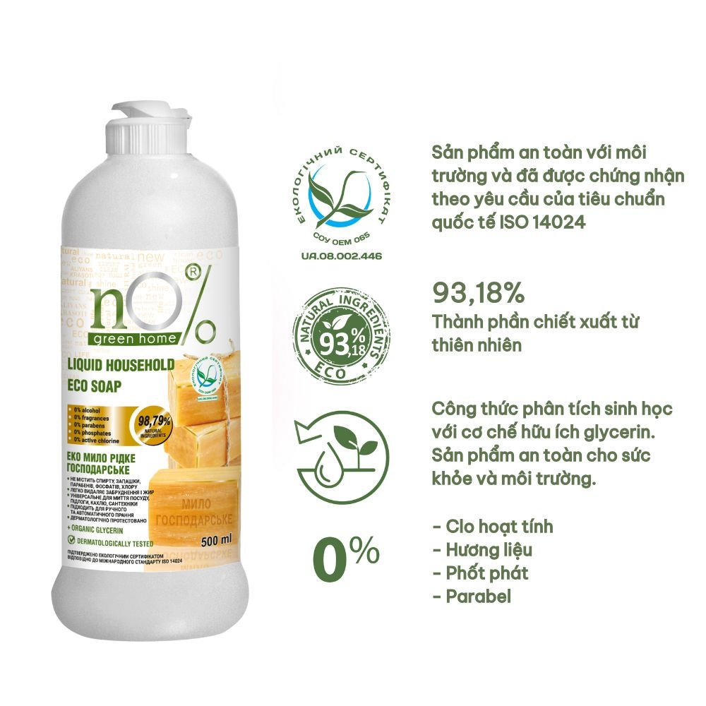 Nước xà phòng đa năng nO% Green Home Eco (500ml)