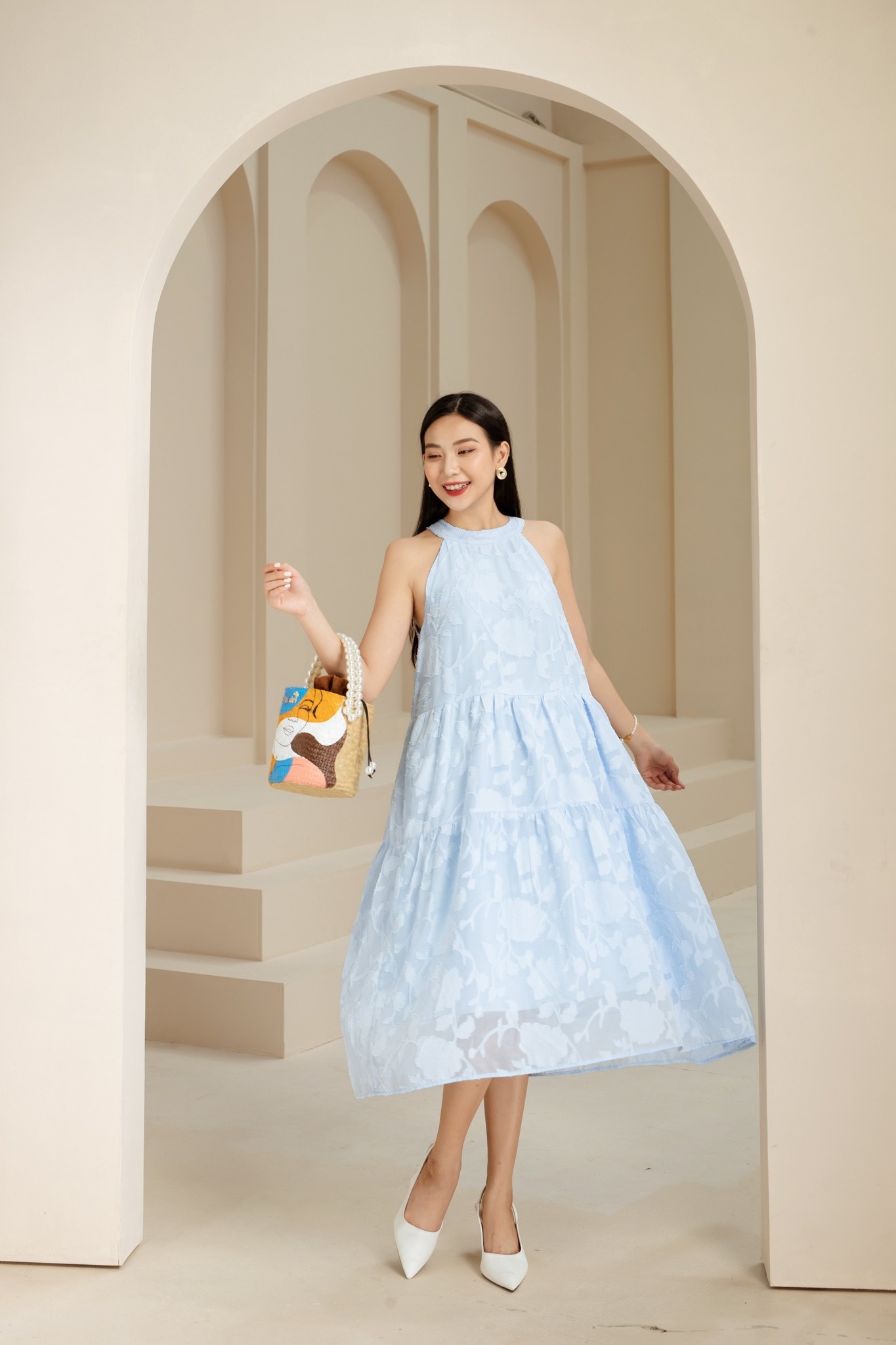 Đầm cổ yếm xanh Joyce-duoc-ban-tai-PL Home & Health Store