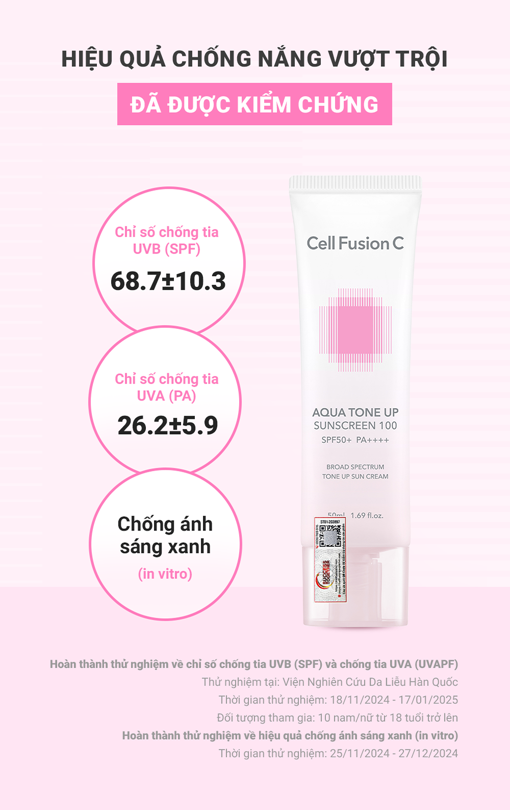 Kem Chống Nắng Nâng Tone Căng Bóng Cấp Ẩm Cho Mọi Loại Da Cell Fusion C Aqua Tone Up Suncreen 100 SPF 50+ PA++++ 50ml - 4