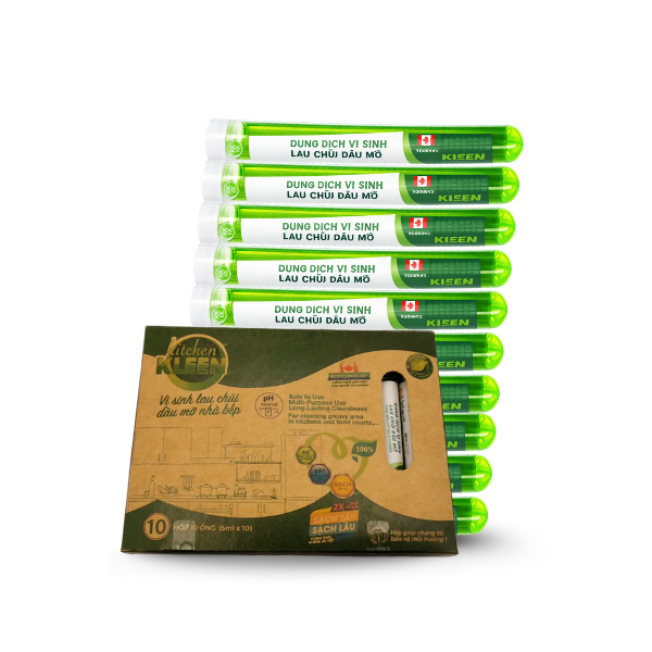 Dung dịch vi sinh lau chùi dầu mỡ Kitchen Kleen (hộp 10 ống tinh chất 5ml) - Phân phối chính hãng
