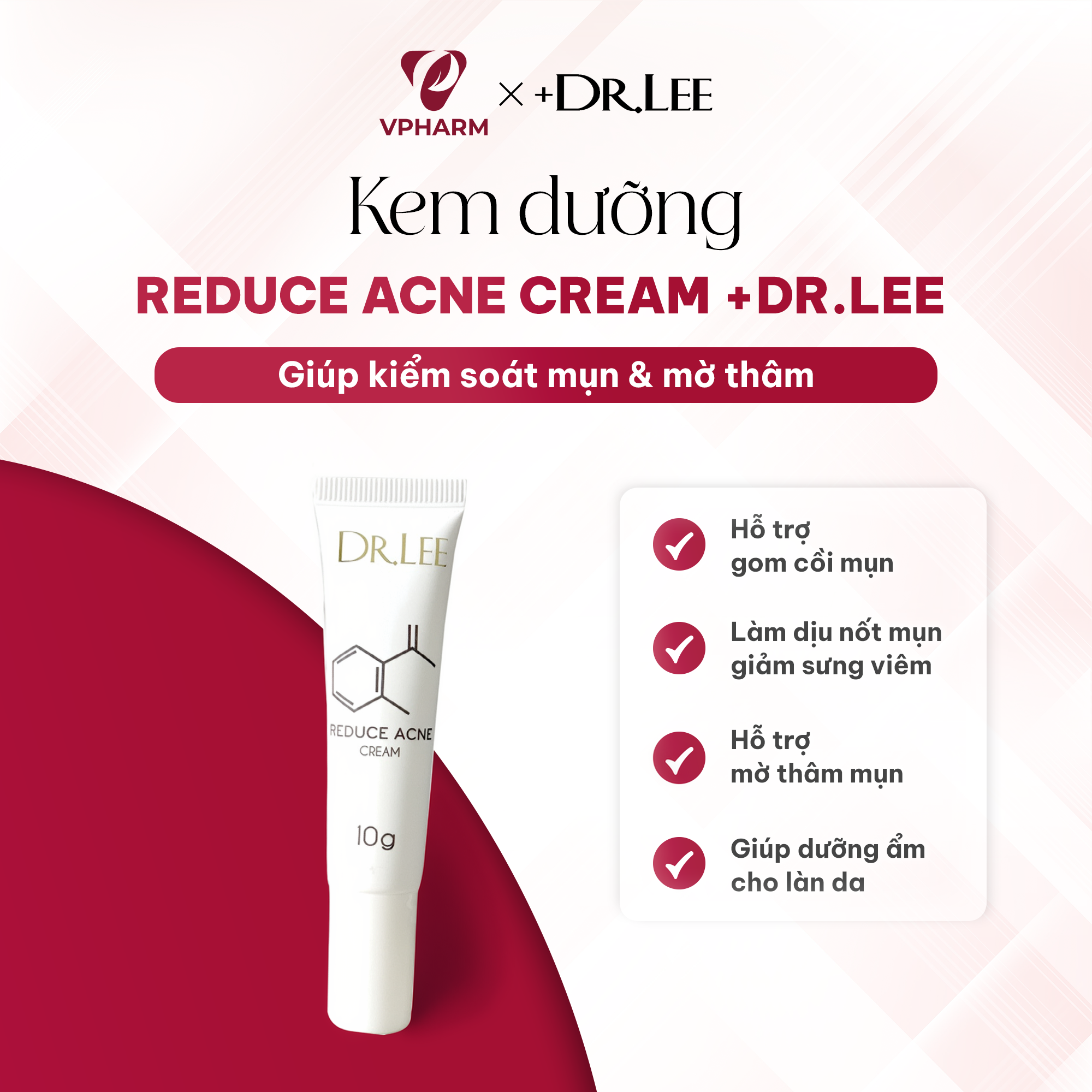 Kem dưỡng hỗ trợ giảm thâm mụn +Dr.lee 10g - Reduce Acne Cream