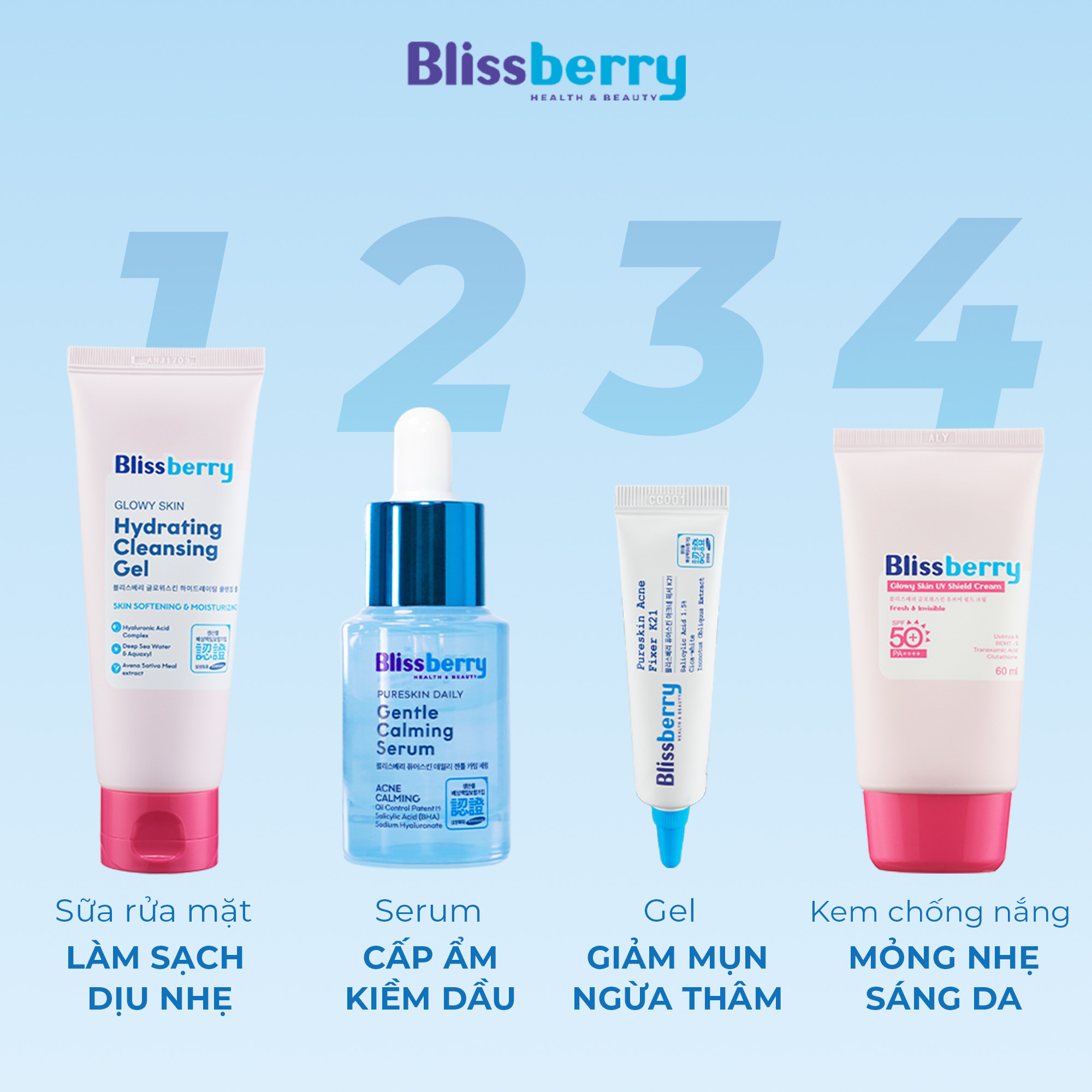 Kem chống nắng mỏng nhẹ sáng da SPF50+, PA+++ Blissberry 60ml - 6