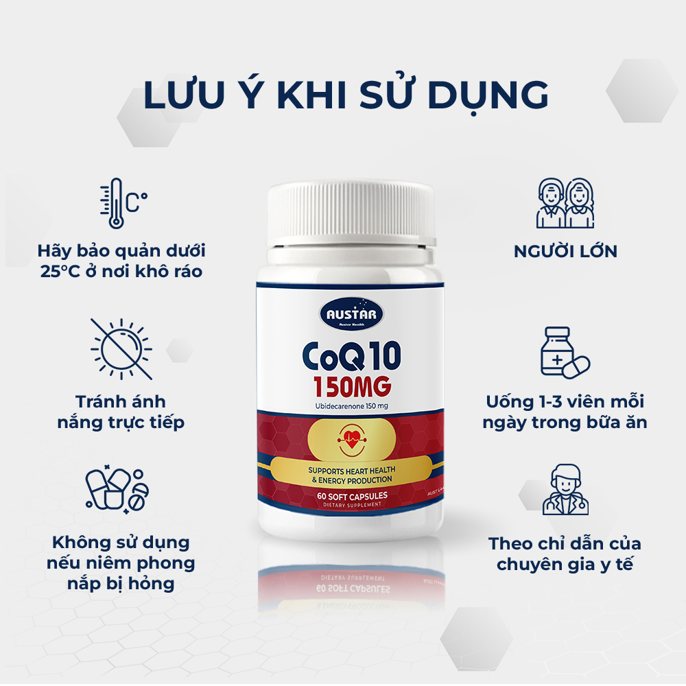 Viên uống Austar CoQ10 150mg - Hỗ Trợ Sức Khỏe Tim Mạch (Hộp 60 viên)