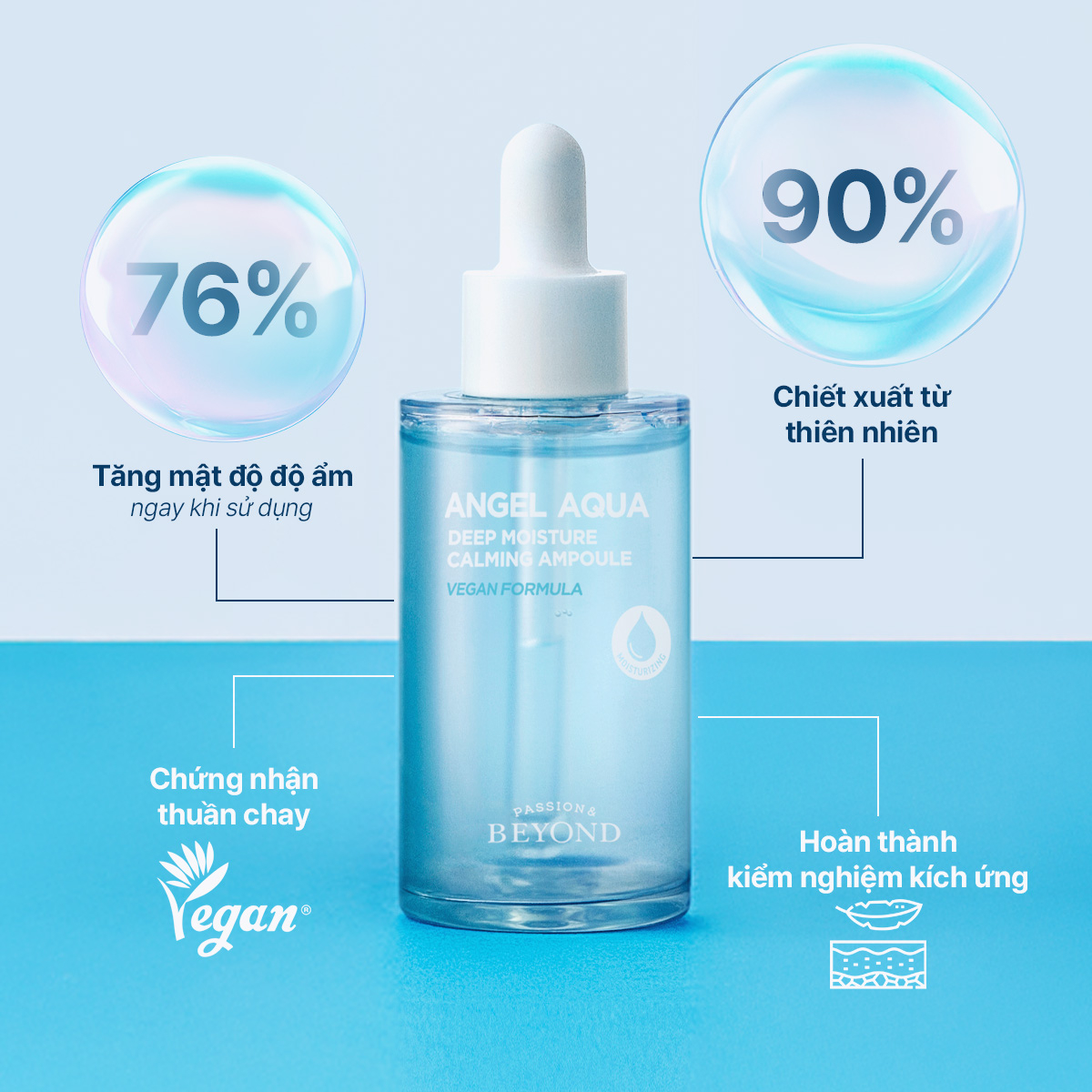 Tinh Chất Thuần Chay Dưỡng Ẩm, Làm Dịu Da Beyond Angel Aqua Deep Moisture Calming Ampoule 1+1