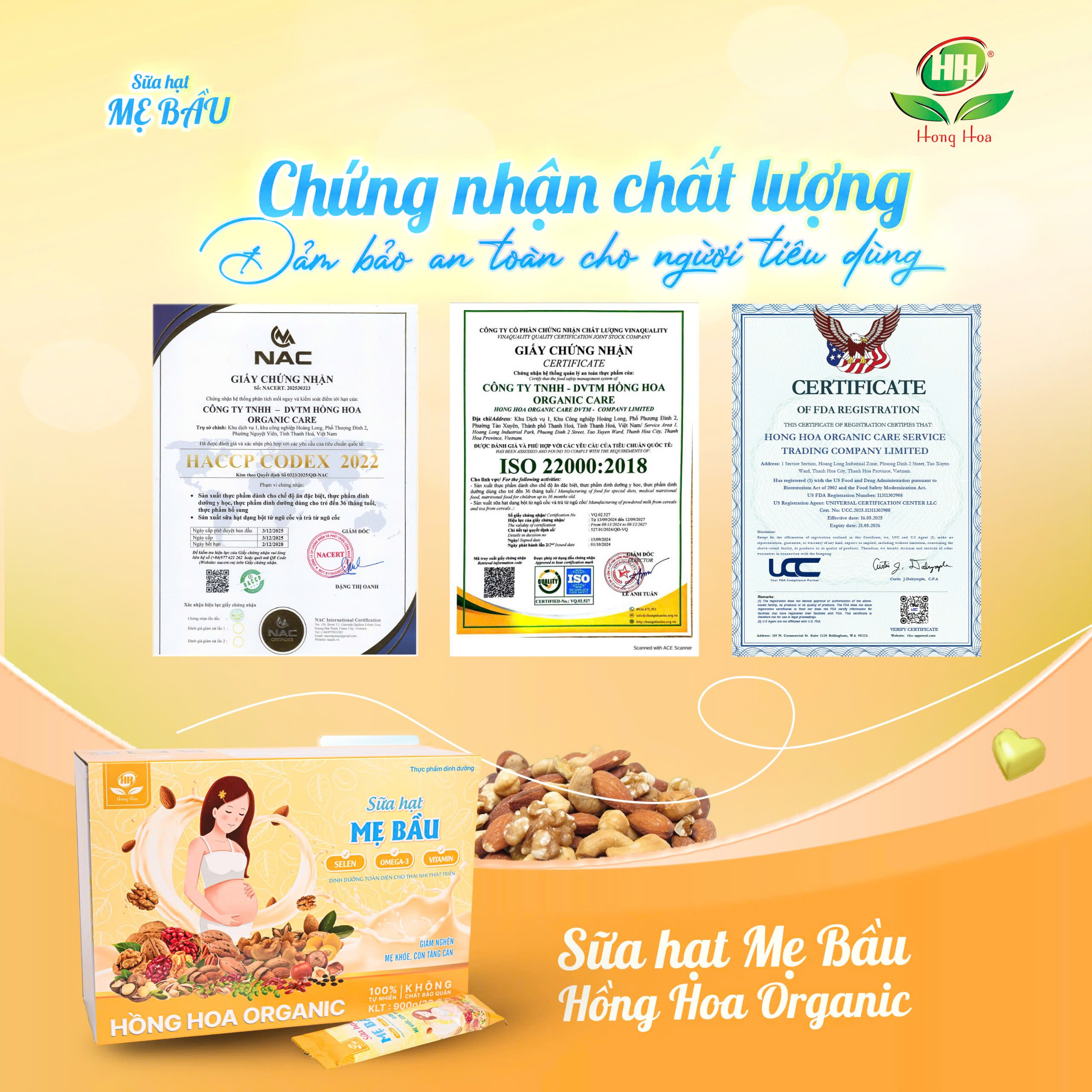 Sữa hạt mẹ bầu Hồng Hoa - 36 gói, hộp 900gr