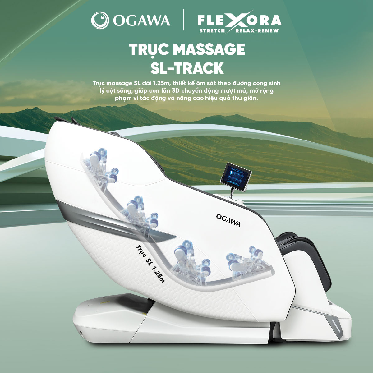 Ghế massage FLEXORA (OG-6290), màu trắng, hiệu Ogawa - 9