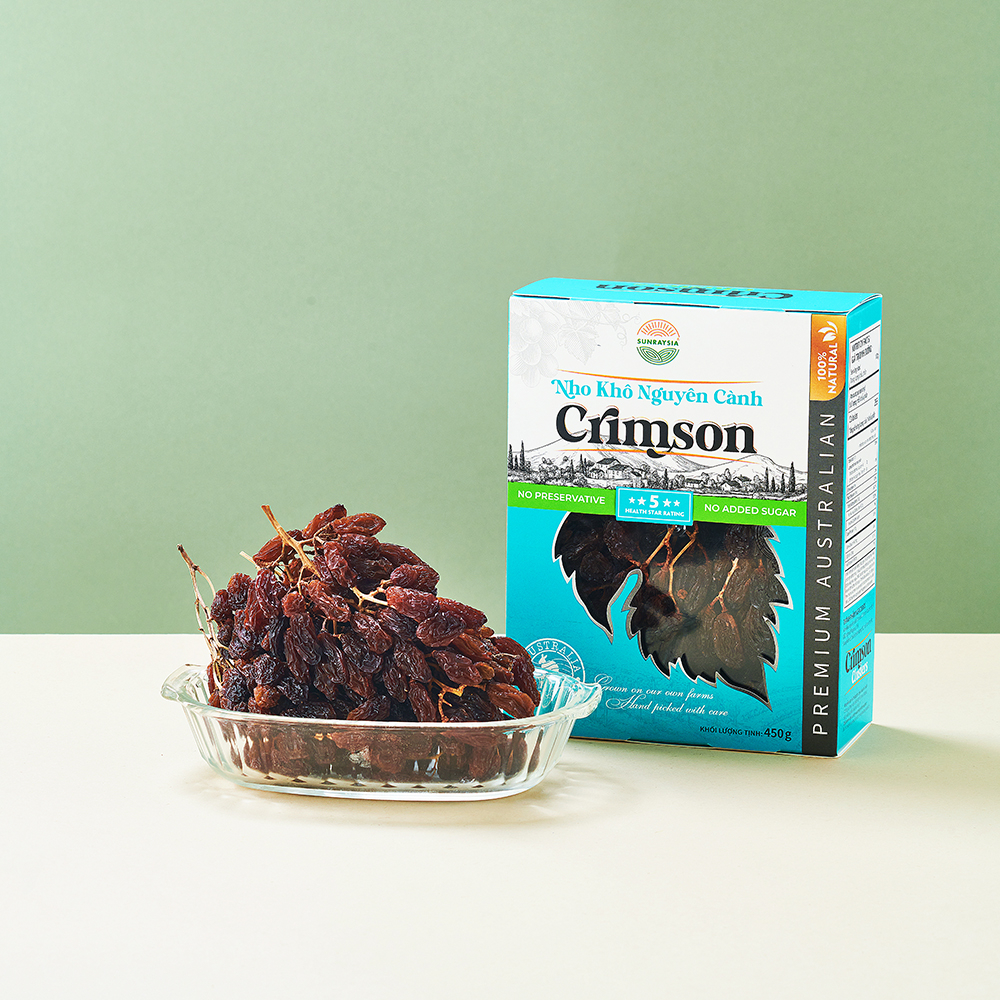 Nho khô nguyên cành Crimson nhập khẩu Úc (450g) - Phân phối chính hãng