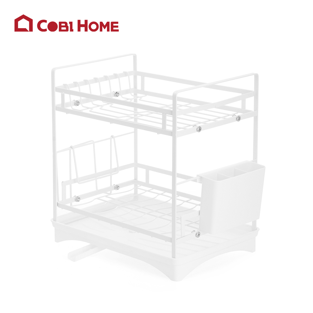 Kệ úp đa năng 2 tầng kèm khay hứng nước - Trắng_342589