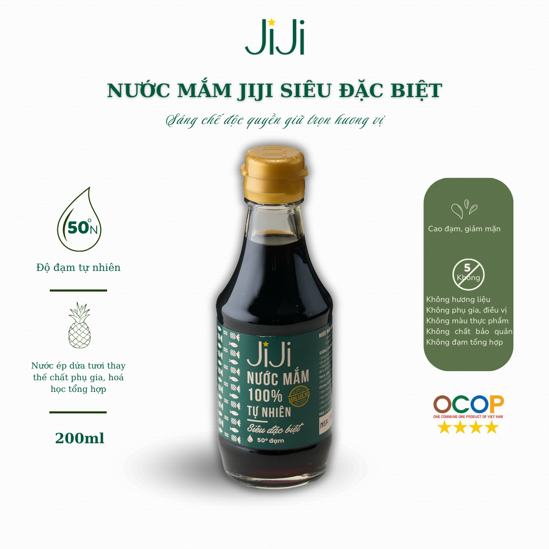 Nước mắm tự nhiên JI JI Siêu đặc biệt 50 đạm 200ml - Phân phối chính hãng