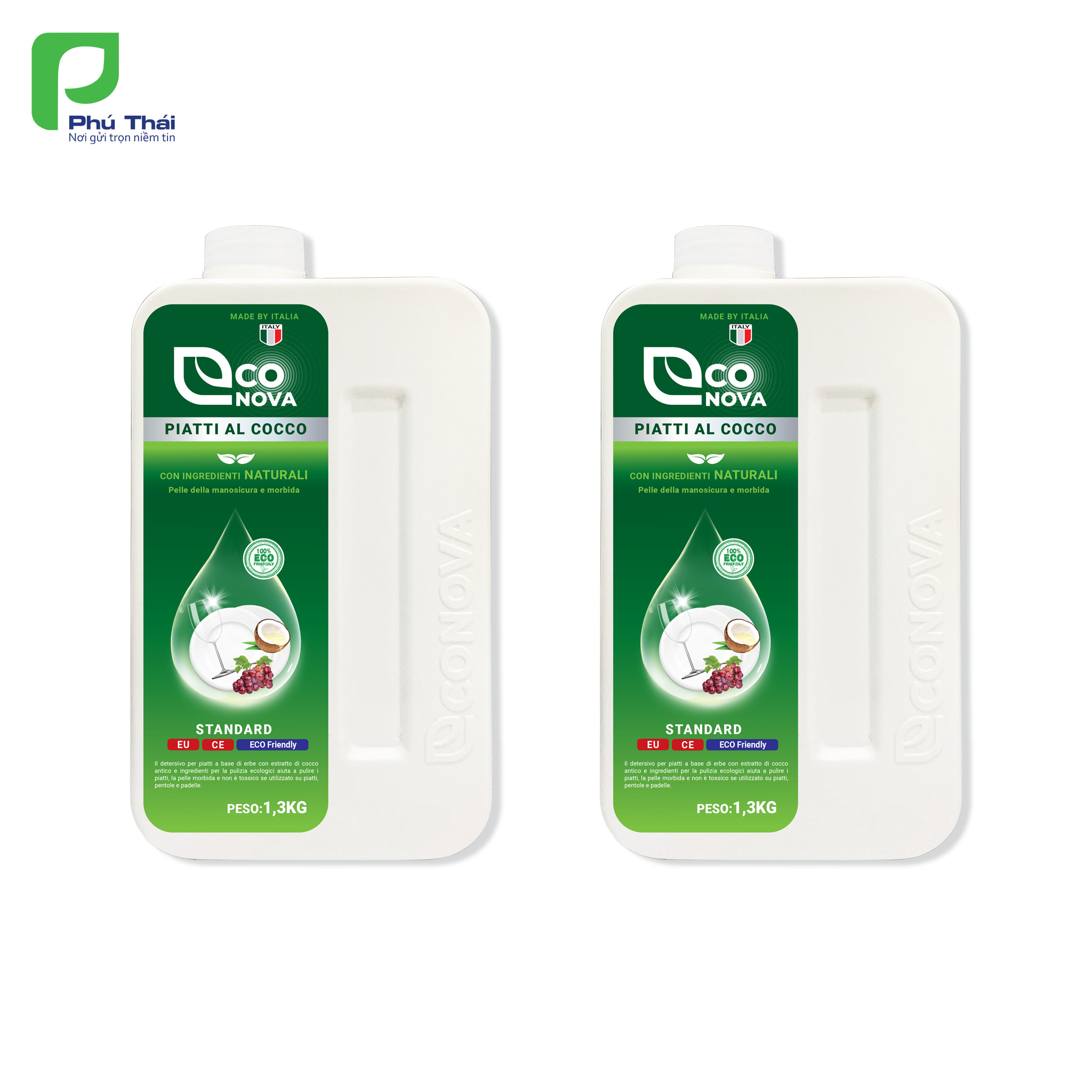 Combo 2 chai nước rửa chén thảo mộc dừa già (1.3kg x 2) - Phân phối chính hãng Droppii Store