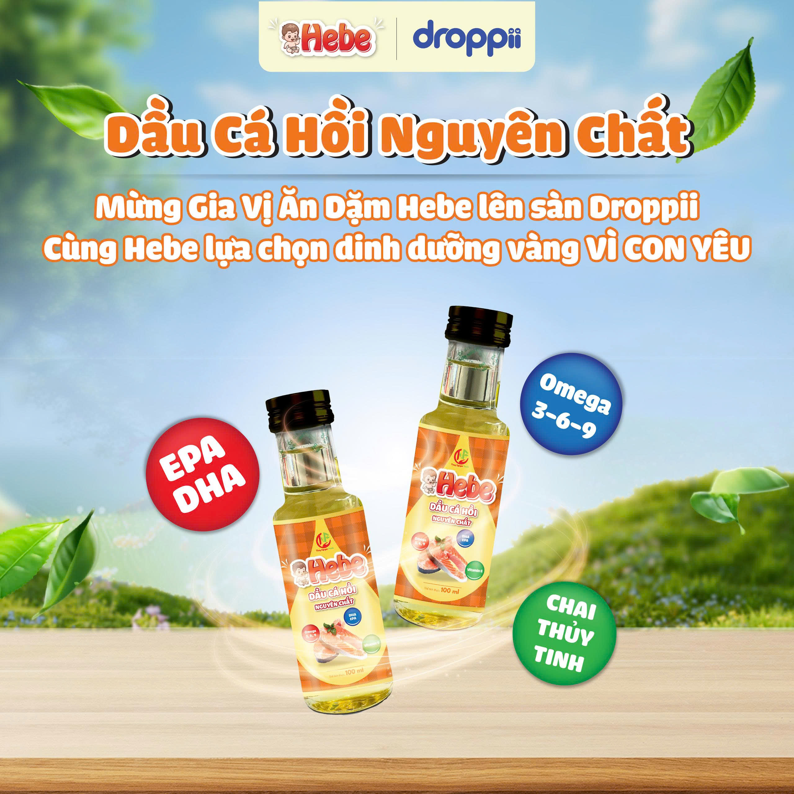 Dầu cá hồi nguyên chất HEBE (chai 100ml) - Phân phối chính hãng