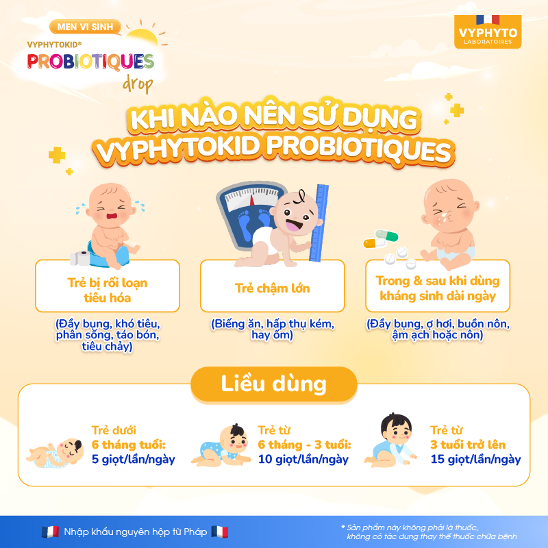 Thực phẩm bảo vệ sức khỏe VYPHYTOKID PROBIOTIQUES drop hỗ trợ bổ sung lợi khuẩn