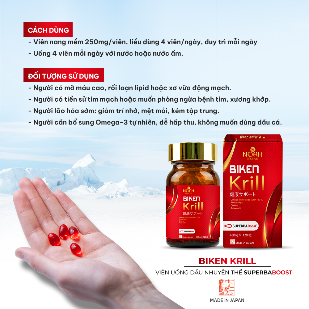 Thực phẩm bảo vệ sức khỏe BIKEN KRILL (Bổ sung Omega-3 nhuyễn thể)