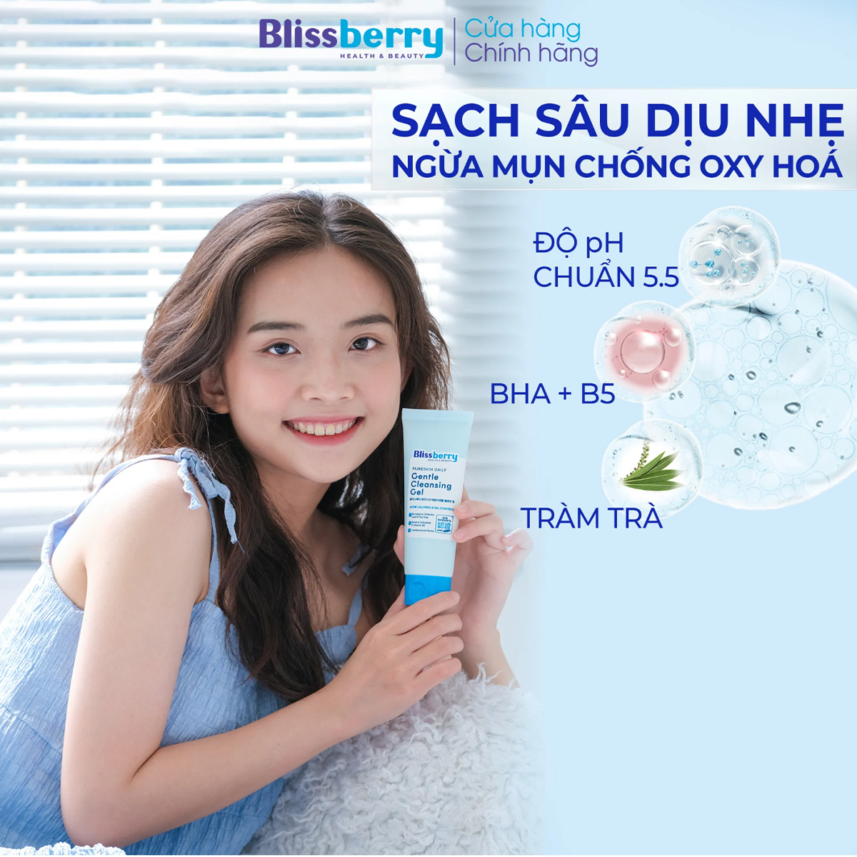 Sữa rửa mặt da dầu sạch sâu & giảm mụn Blissberry 100ml