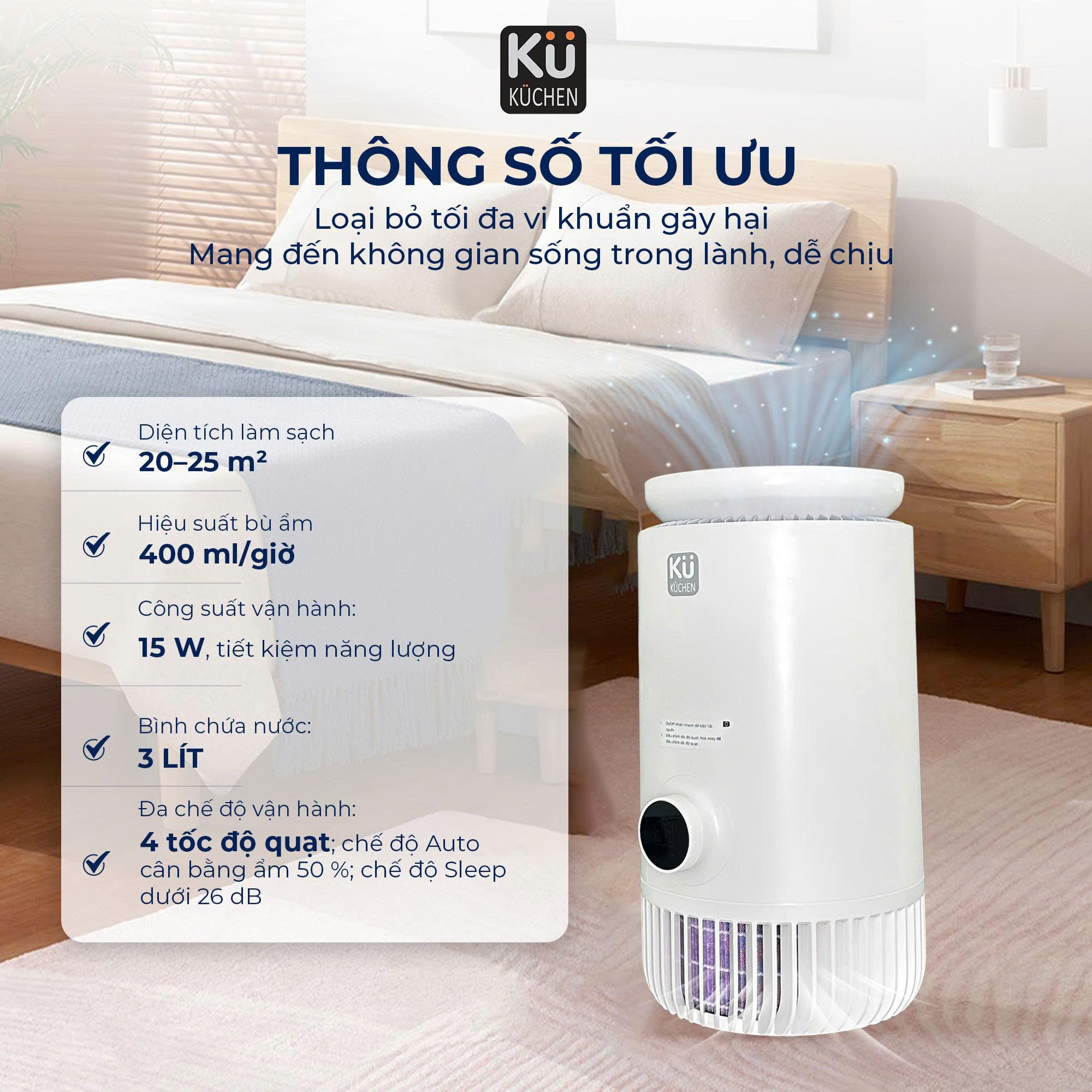 Máy lọc không khí bù ẩm KUCHEN KU2525 - 4