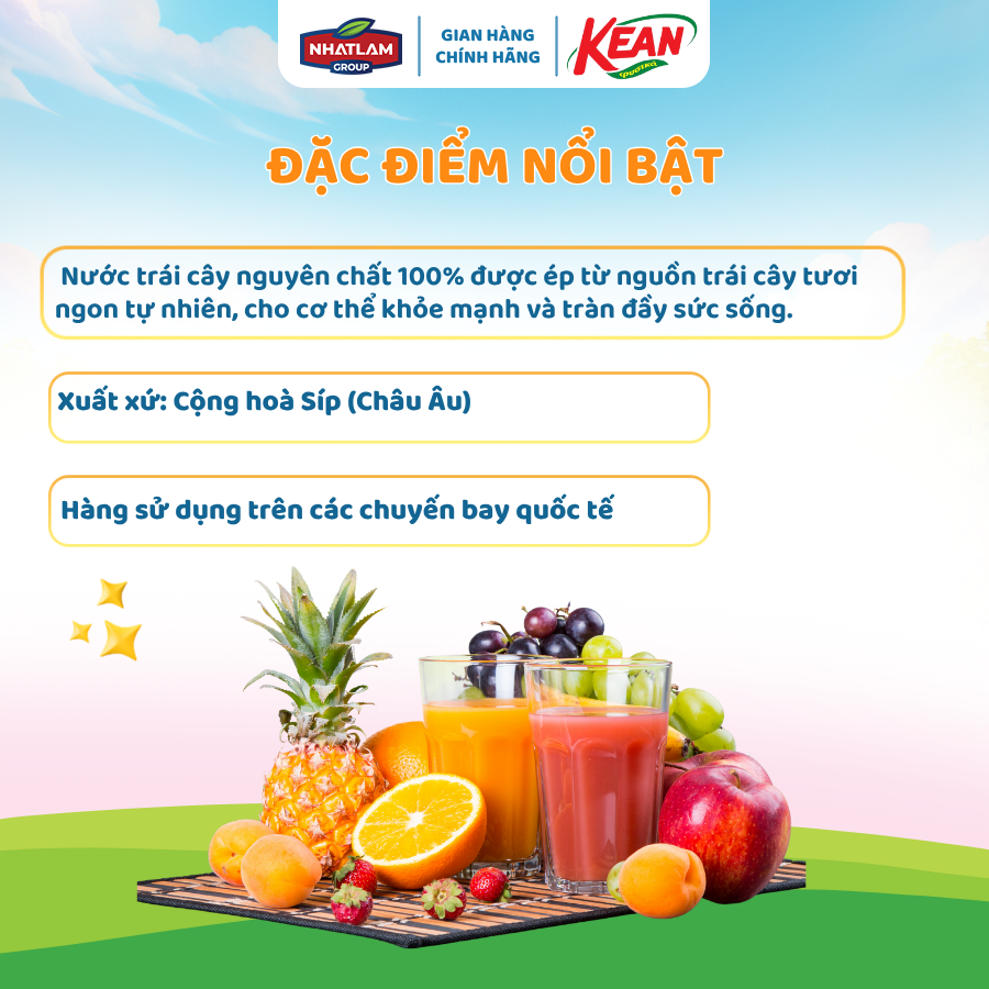 Combo 3 Nước ép trái cây cocktail - KEAN (1 lít/chai x 12 chai/thùng)
