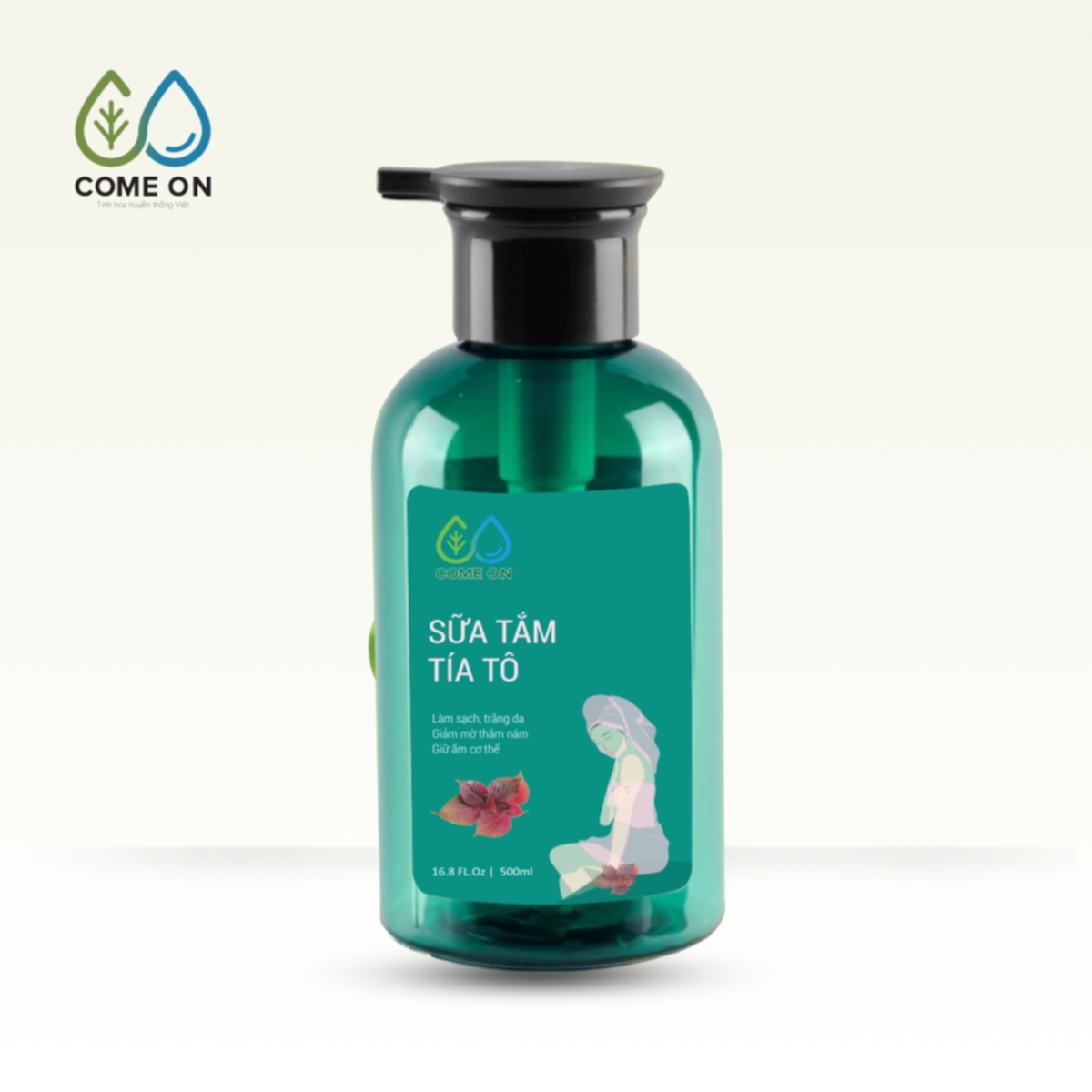 Sữa tắm tía tô COME ON cấp ẩm, dưỡng da, sạch mụn lưng 500ml