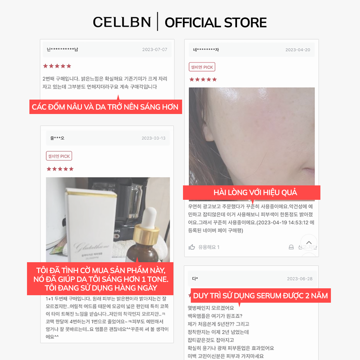 Serum Trắng Da Mờ Thâm Nám Glutathione 20.000ppm CELLBN hỗ trợ sáng da 30ml
