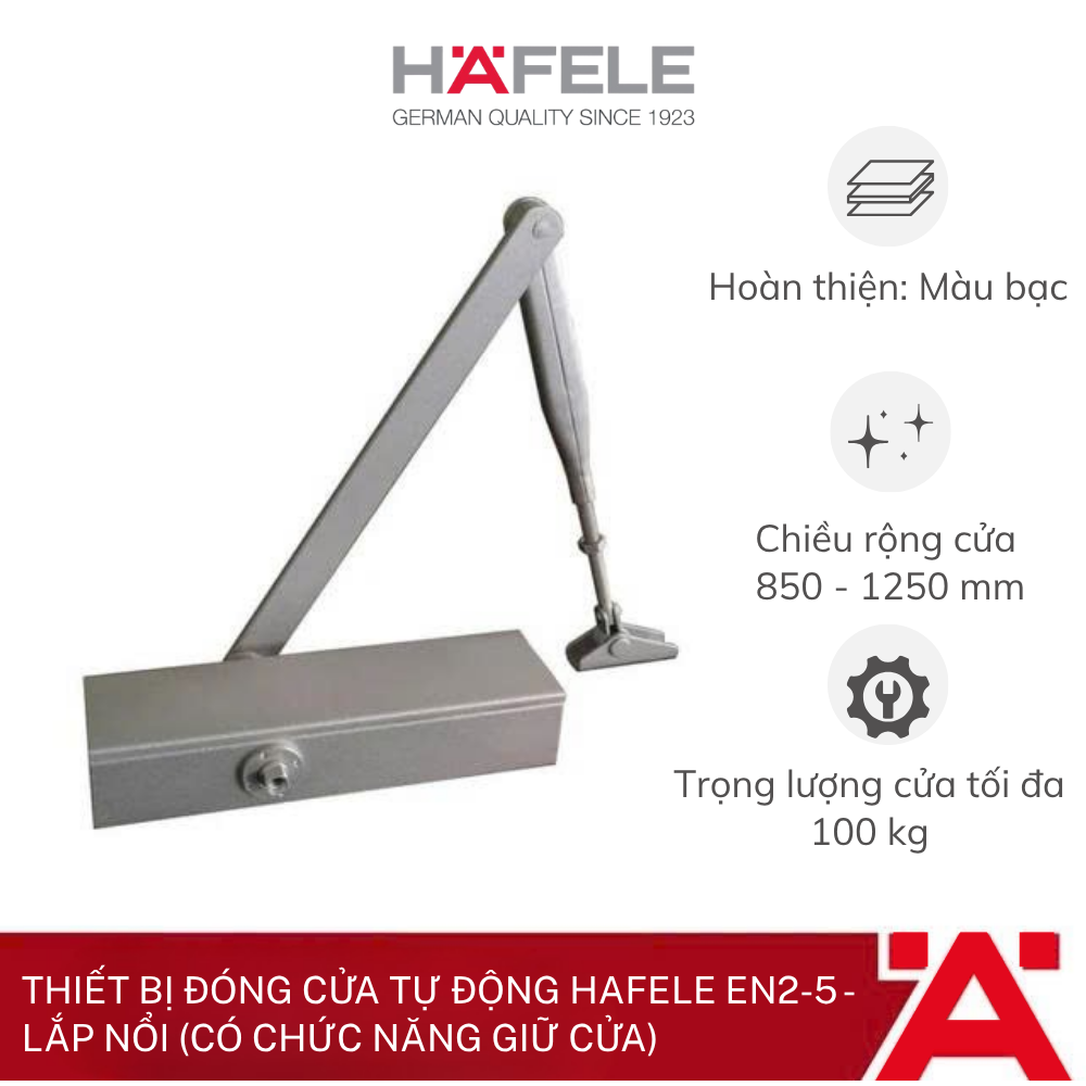 Thiết bị đóng cửa tự động Hafele EN2-5 - lắp nổi (Có chức năng giữ cửa) 931.77.139 - Phân phối chính hãng