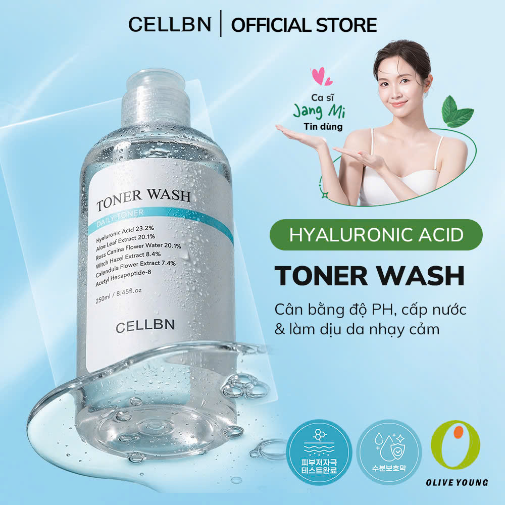 Toner Dưỡng Ẩm Hyaluronic Acid CELLBN Cấp Ẩm Sâu, Tăng Đàn Hồi, Mềm Da 250ml - Phân phối chính hãng