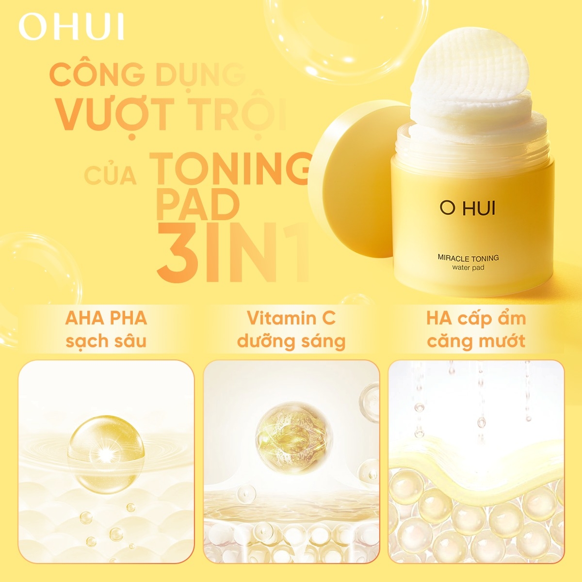 Miếng Pad 2 mặt bông OHUI tẩy tế bào chết dịu nhẹ và cung cấp dưỡng chất làm sáng da - 70 miếng - 3