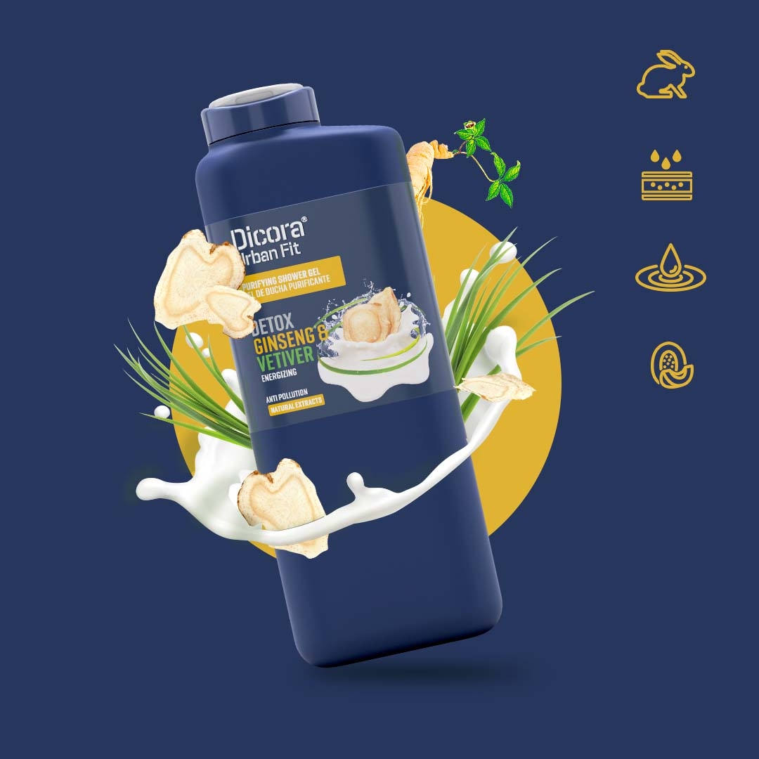 Sữa tắm Dicora Urban Fit Energy - Cỏ hương bài & nhân sâm (400ml)