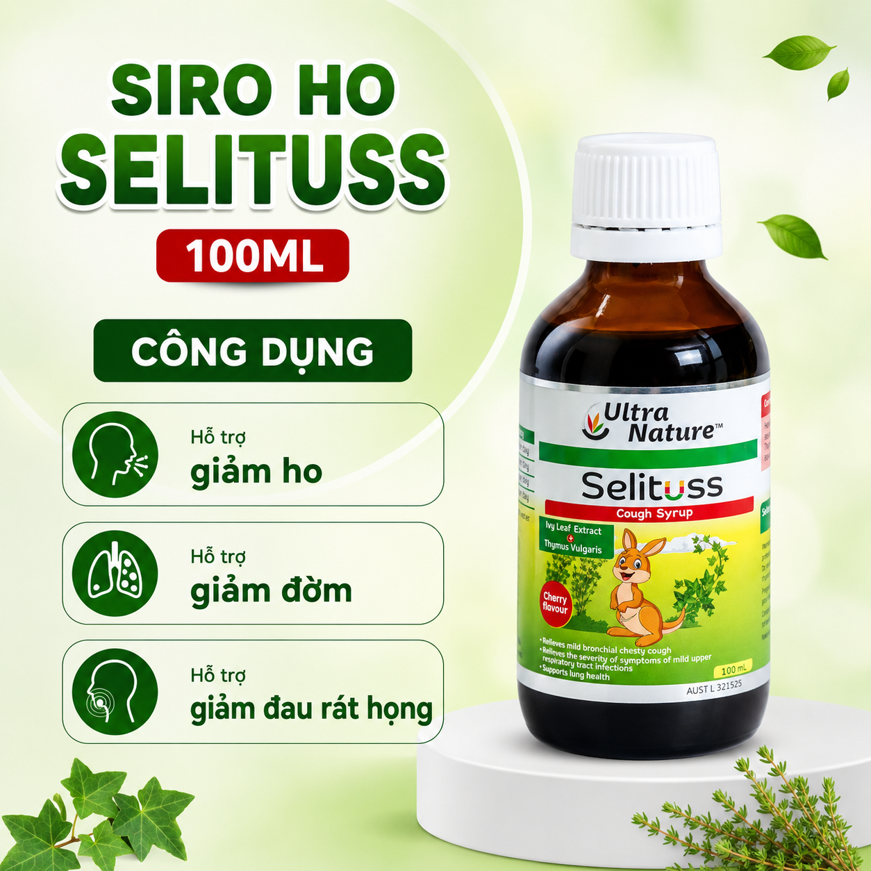 Siro ho Selituss 100ml cho trẻ sơ sinh và trẻ nhỏ giúp giảm ho, long đờm, giảm đau rát họng - Phân phối chính hãng