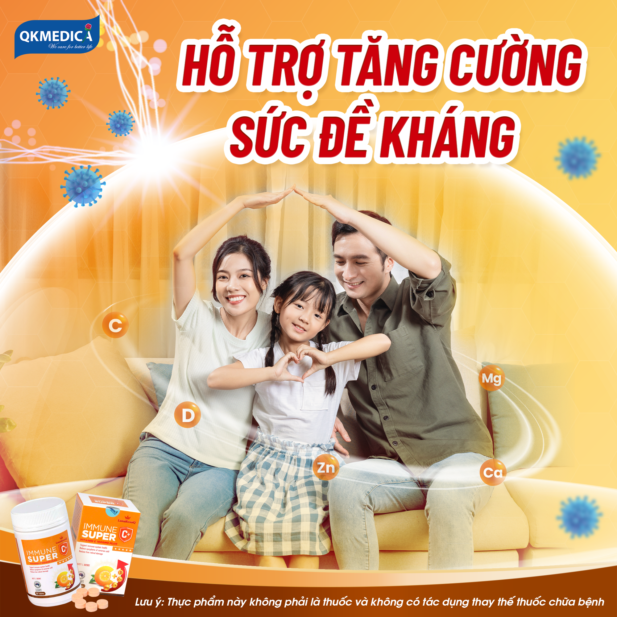Thực phẩm bảo vệ sức khỏe LunaRosaQ Immune Super C+ (hộp 60 viên)