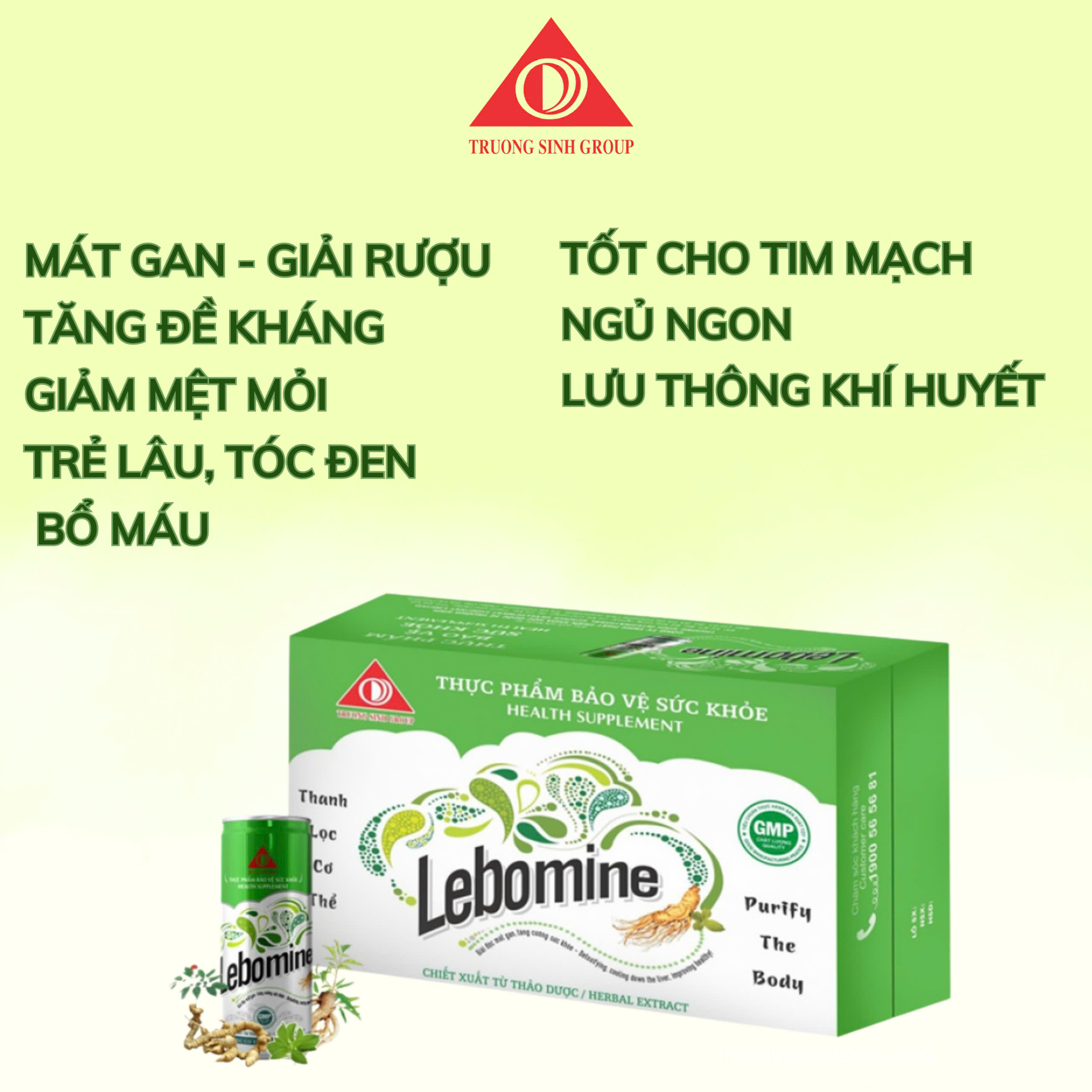 Nước uống Lebomine giải độc mát gan (Thùng 24 lon) - Phân phối chính hãng
