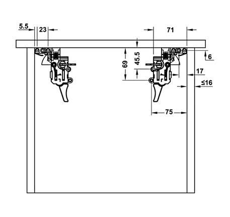 Ray âm Hafele Matrix UM, mở toàn phần, giảm chấn, bao gồm bas lắp đặt - 400/ 390/ 405 433.32.073