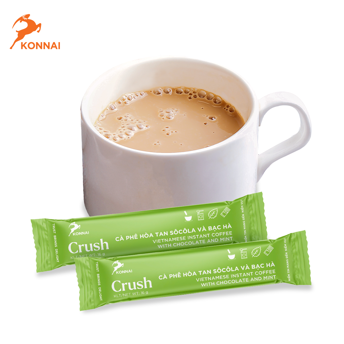 Cà phê hòa tan vị socola & bạc hà CRUSH Konnai Coffee 25 gói/hộp - 6