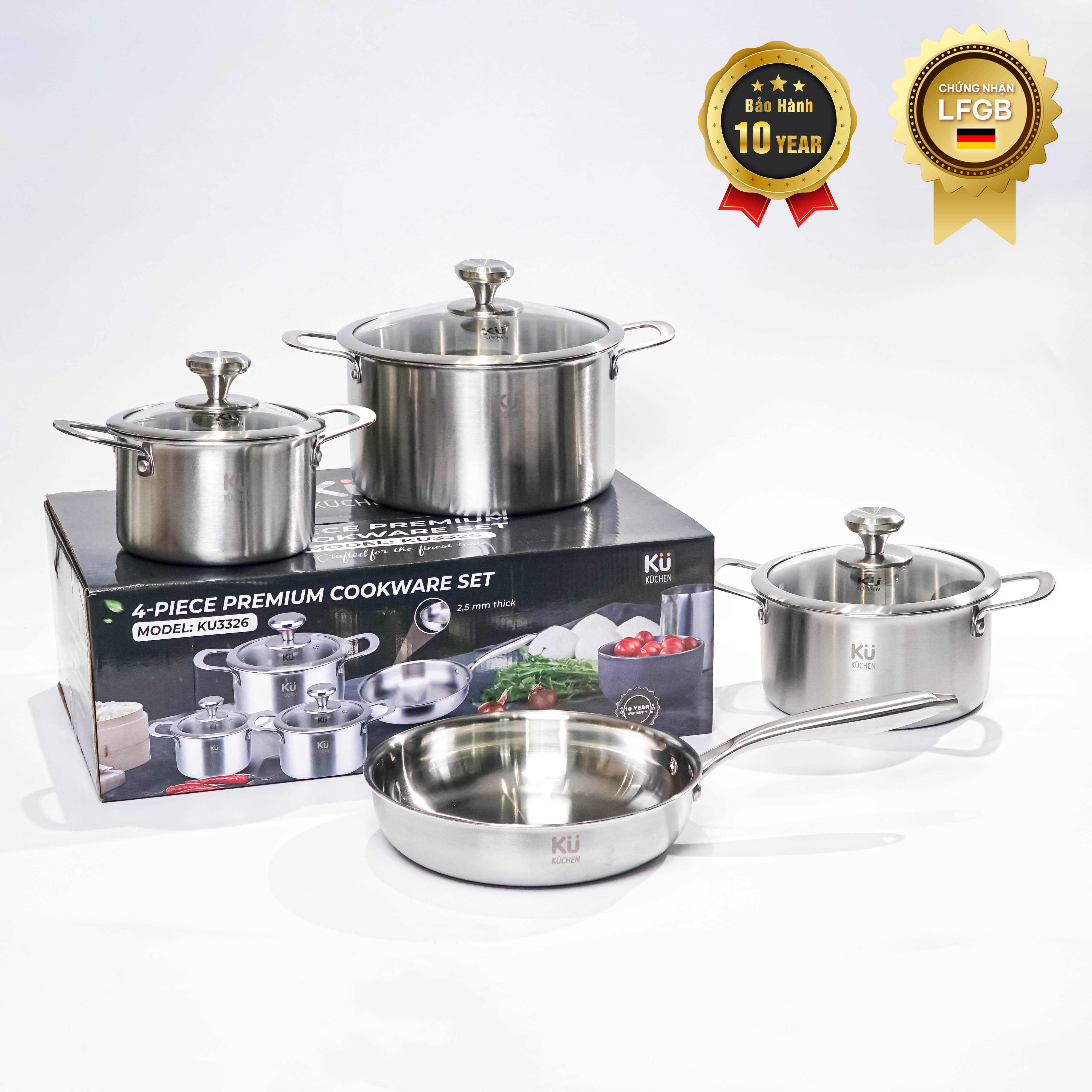 Chảo Inox Cao Cấp KU3326 size 24 (LFGB)