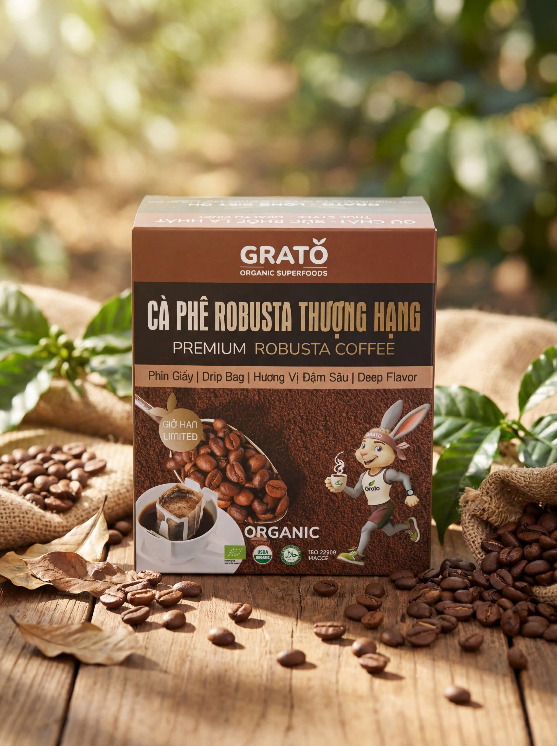 Cà Phê Robusta Hữu Cơ Thượng Hạng Phin Giấy GRATO (10 gói x10 gram) - 2