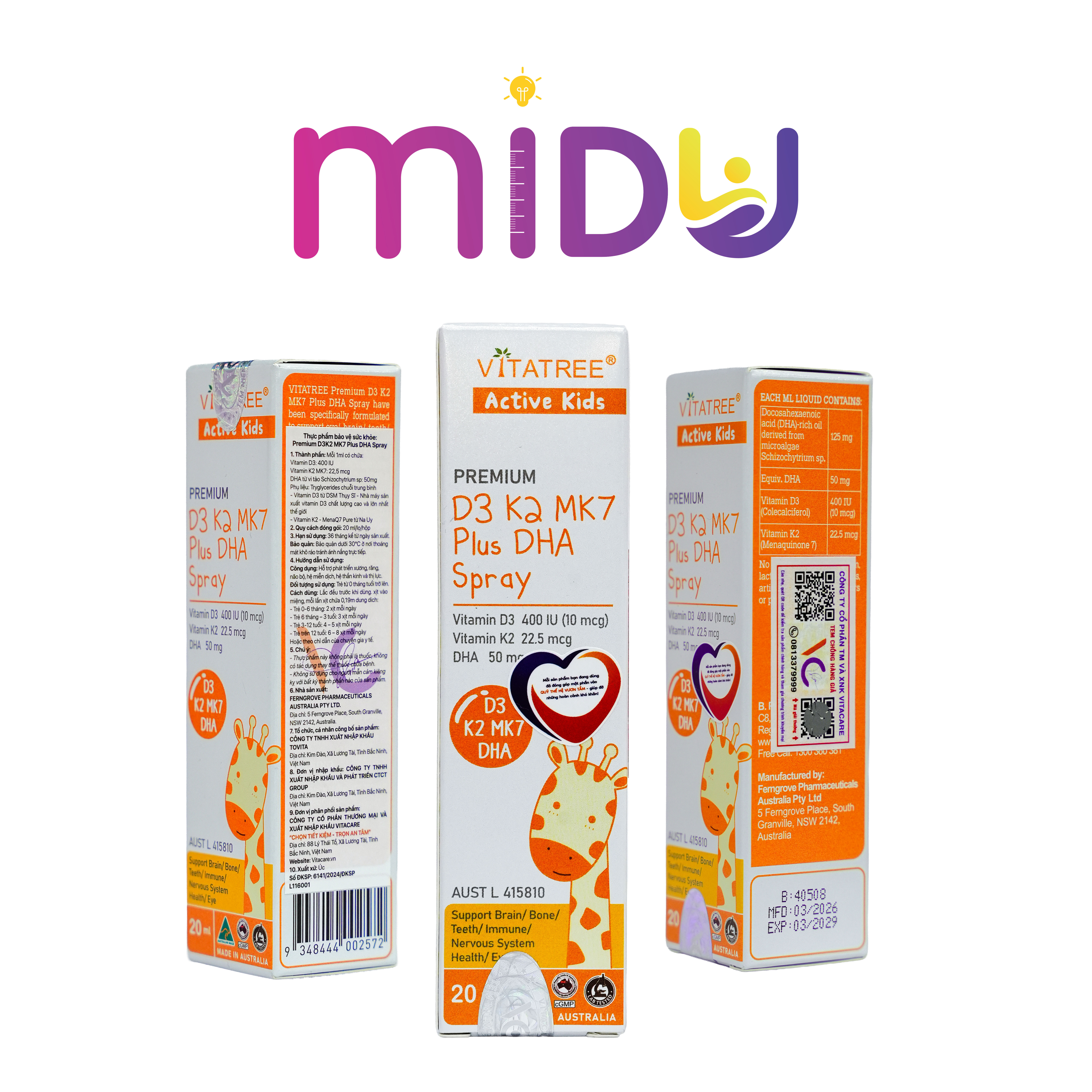 Thực phẩm bảo vệ sức khỏe Premium D3 K2 MK7 Plus DHA Spray