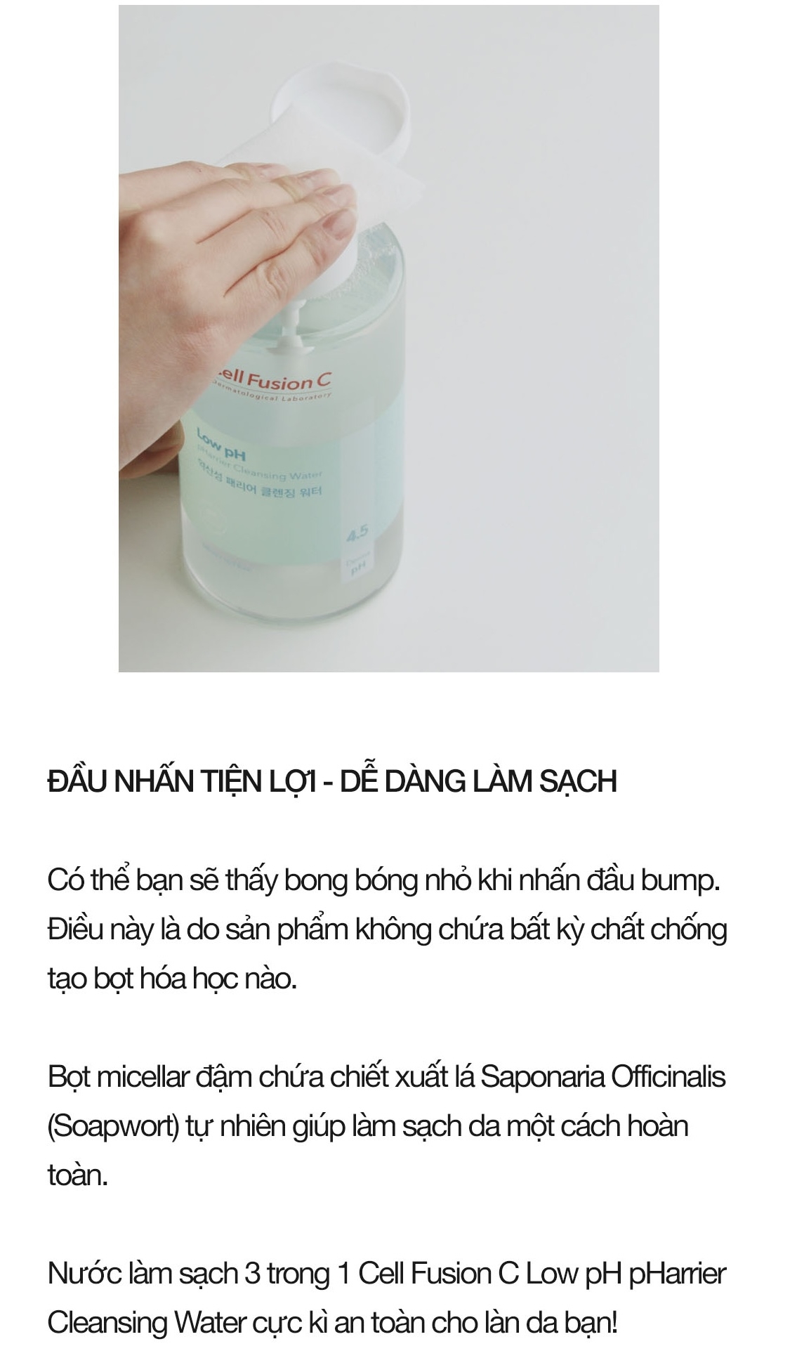 Nước Tẩy Trang Rửa Mặt Cấp Ẩm Cân Bằng độ pH Trên Da Cell Fusion C Low pH Pharrier Cleansing Water - 10