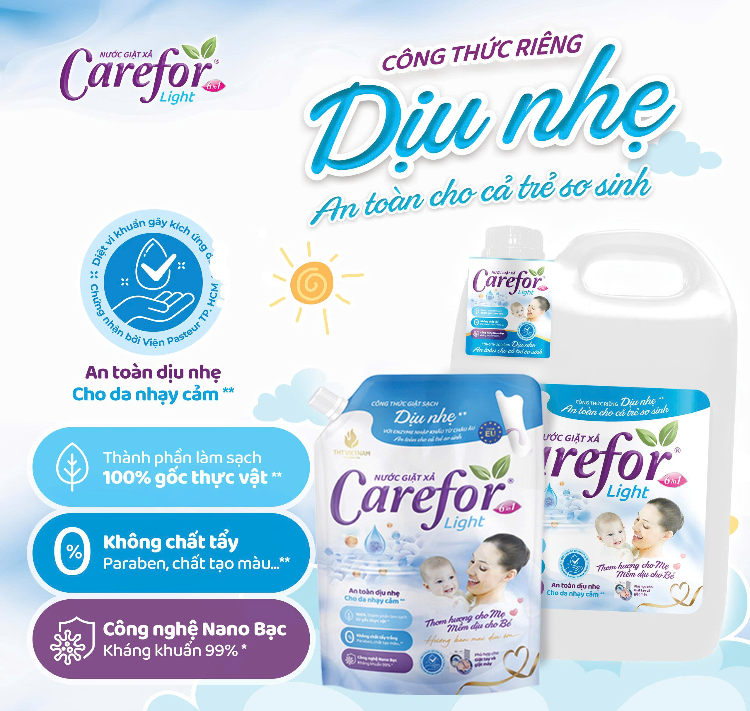 Nước giặt xả dịu nhẹ Carefor Light 3600ml