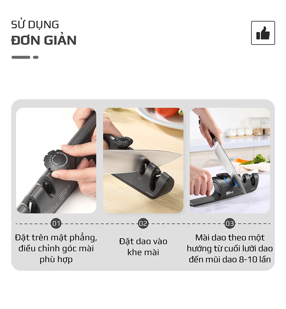 Dụng cụ mài dao 3 tầng Olivo KS1