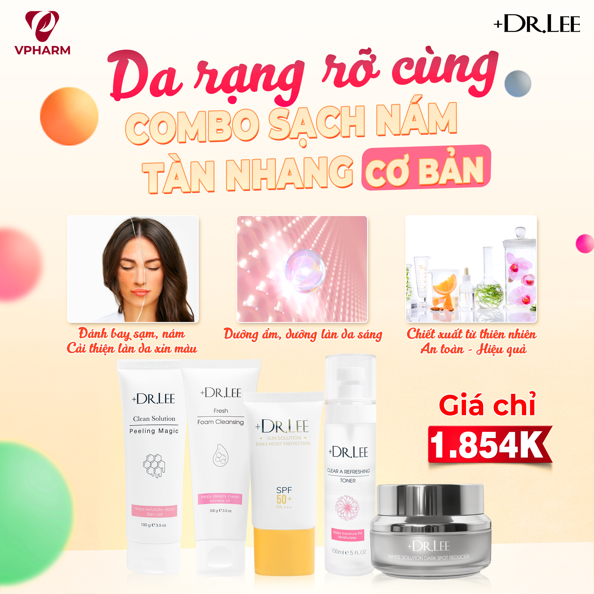 Bộ chăm sóc da nám - tàn nhang cơ bản +Dr.lee