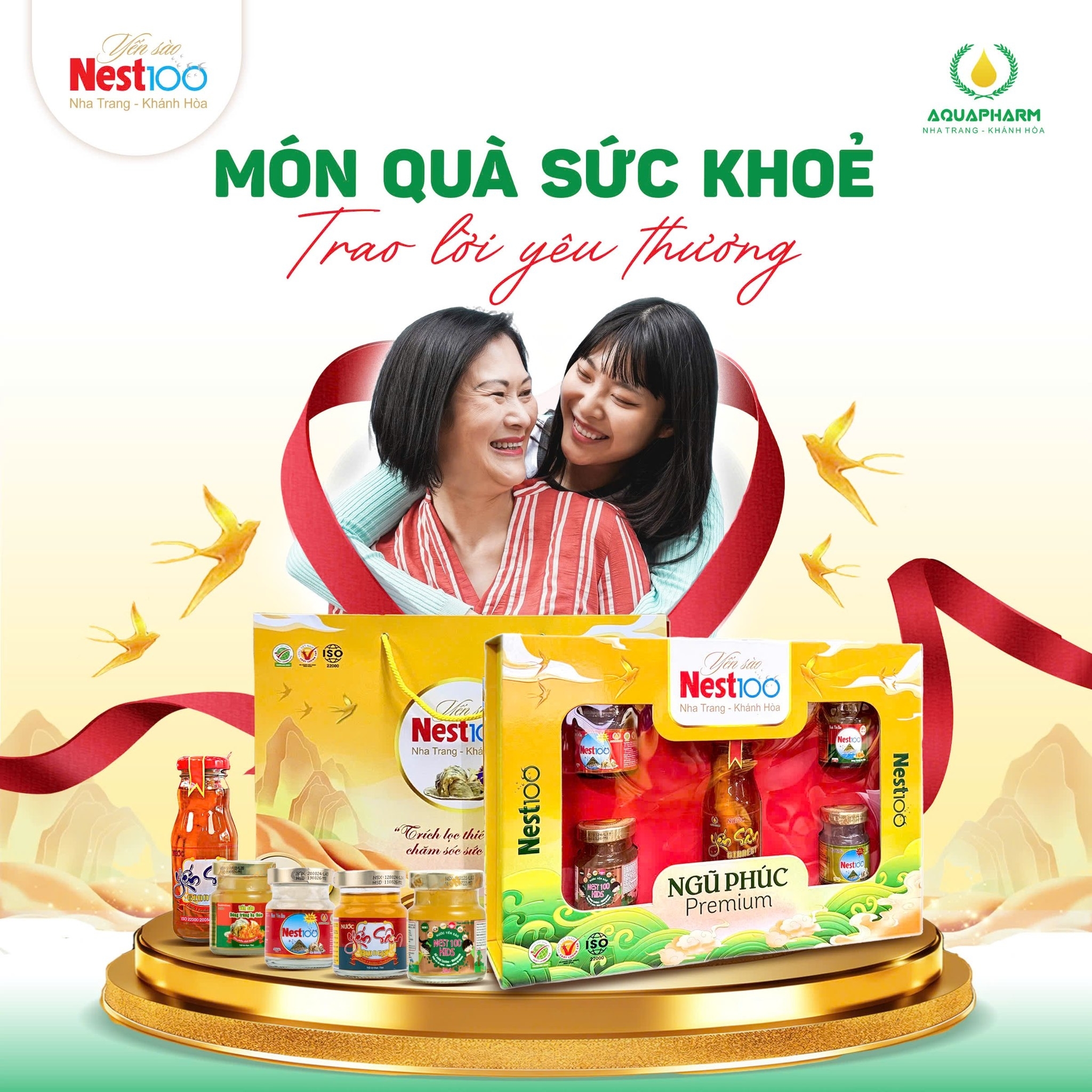 Hộp quà tặng Cao cấp - Ngũ Phúc Premium yến chưng Nest100 cao cấp (kèm túi)