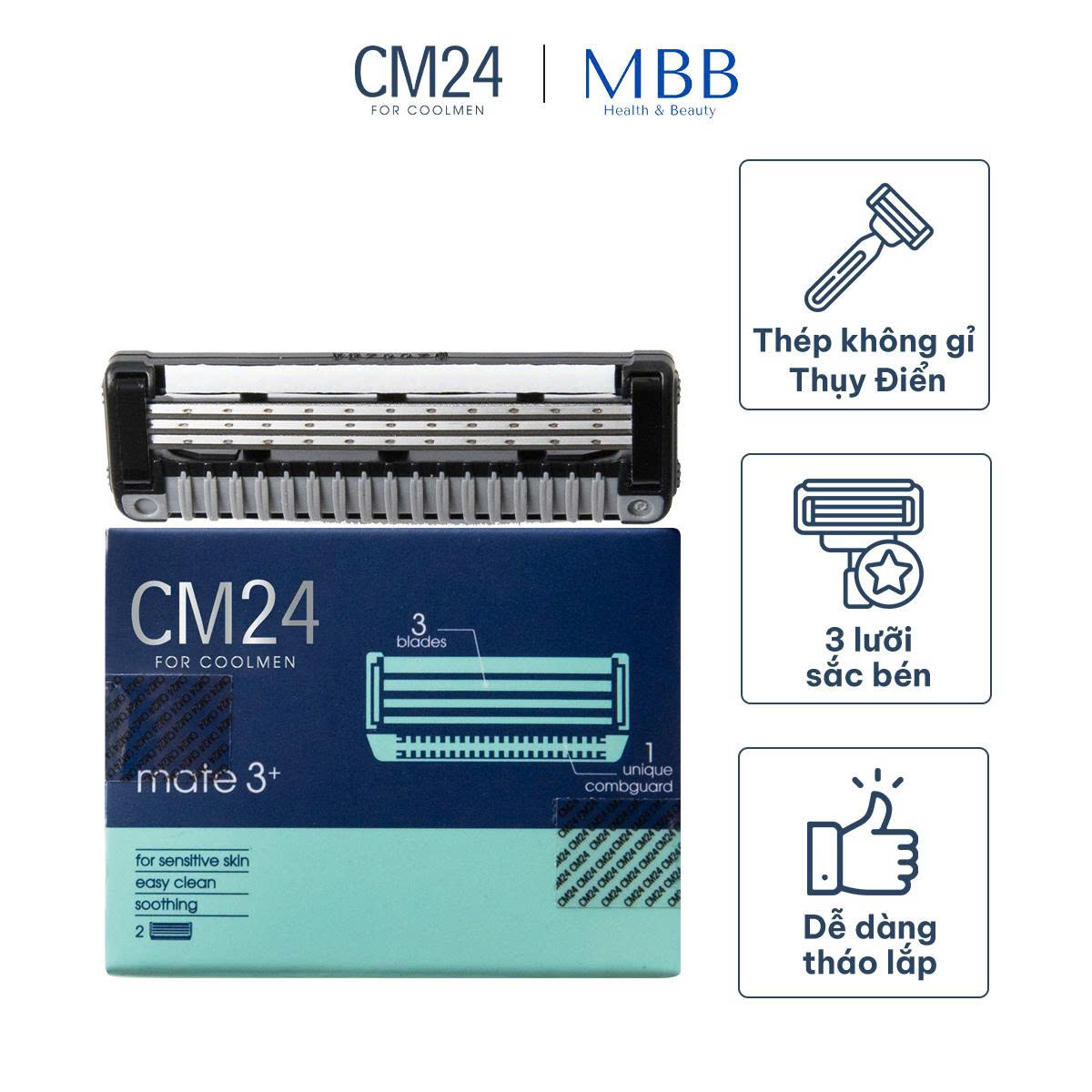 Bộ 2 lưỡi dao cạo râu CM24 3+ Kit - Phân phối chính hãng