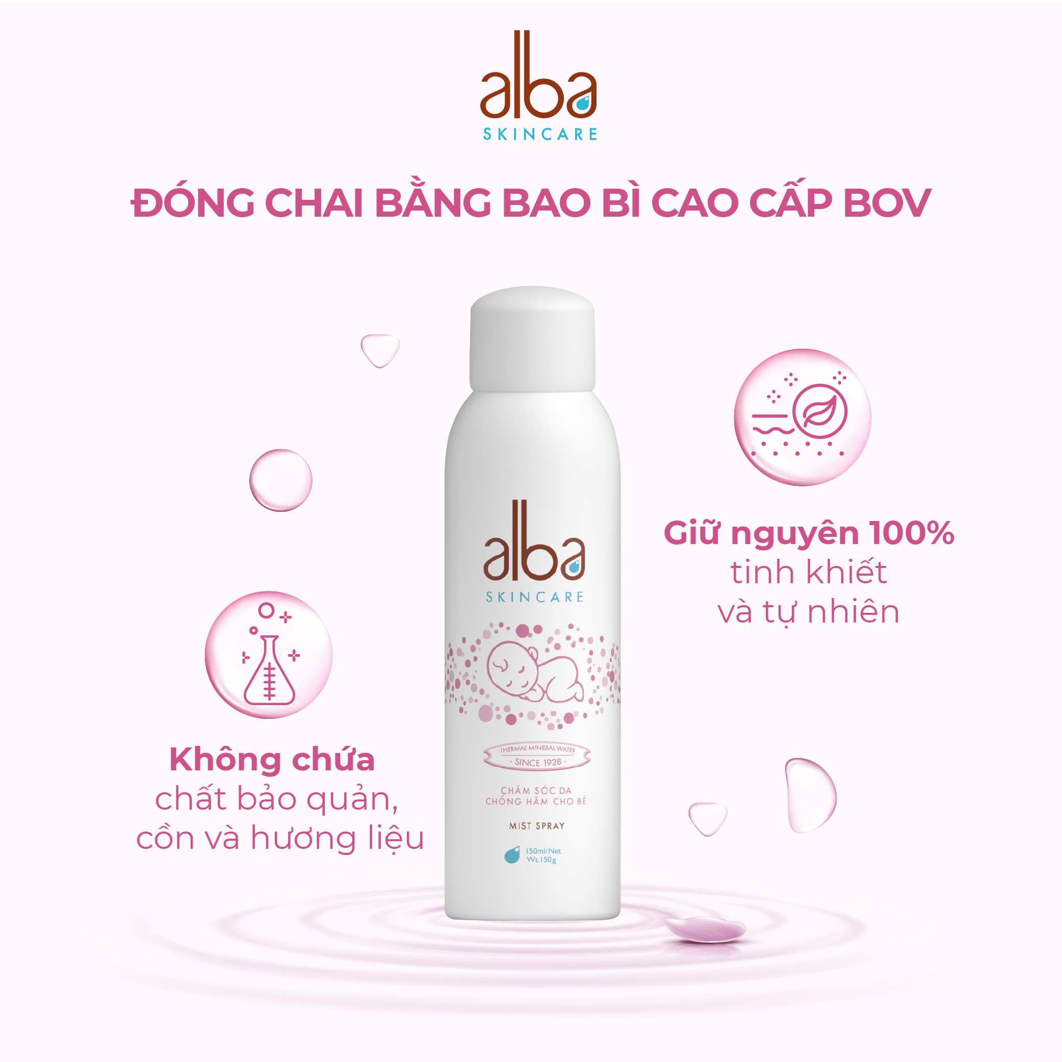 Xịt khoáng chống hăm cho bé Alba 150ml