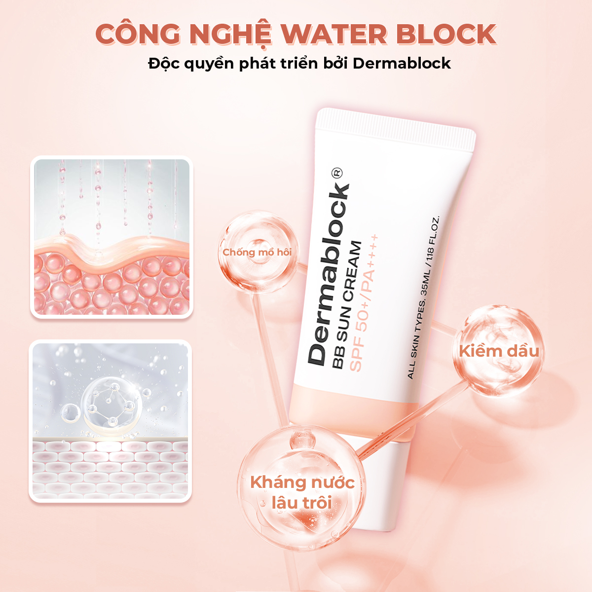 Kem chống nắng che khuyết điểm 2 in 1 Dermablock BB Sun Cream SPF50+ PA++++ 35ml - 6