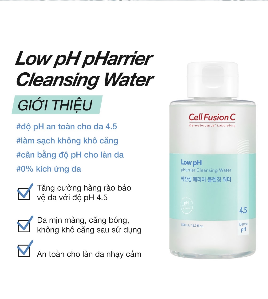 Nước Tẩy Trang Rửa Mặt Cấp Ẩm Cân Bằng độ pH Trên Da Cell Fusion C Low pH Pharrier Cleansing Water - 2