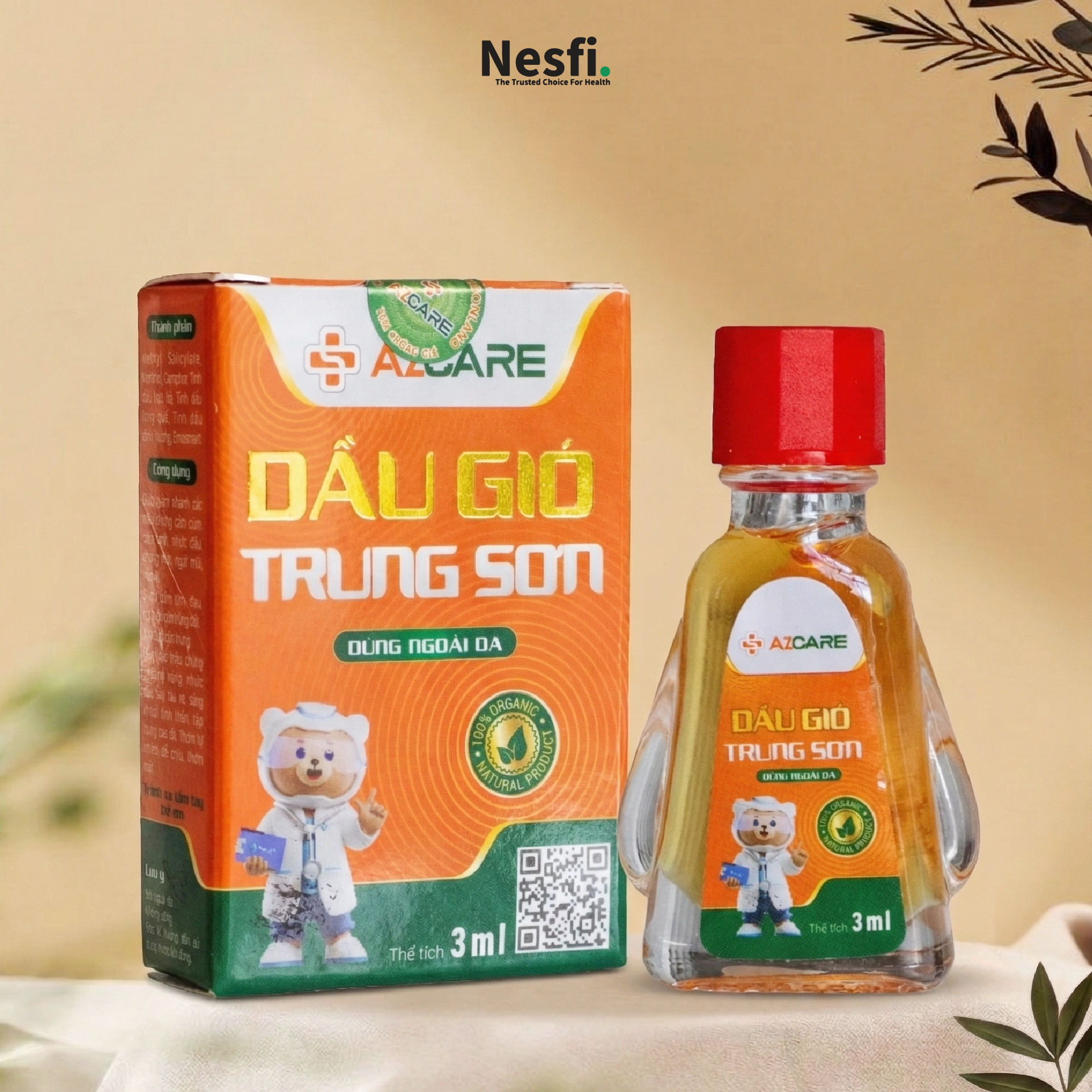 Dầu gió Trung Sơn chai 3ml (Hỗ trợ giảm nhức đầu, say tàu xe, chóng mặt, ngạt mũi)