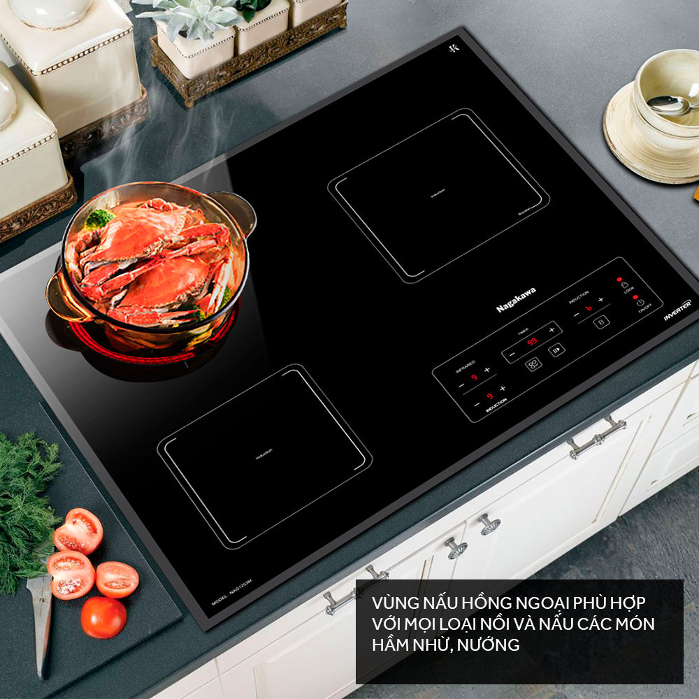 Bếp ba 2 điện từ 1 hồng ngoại Nagakawa NAG1253M