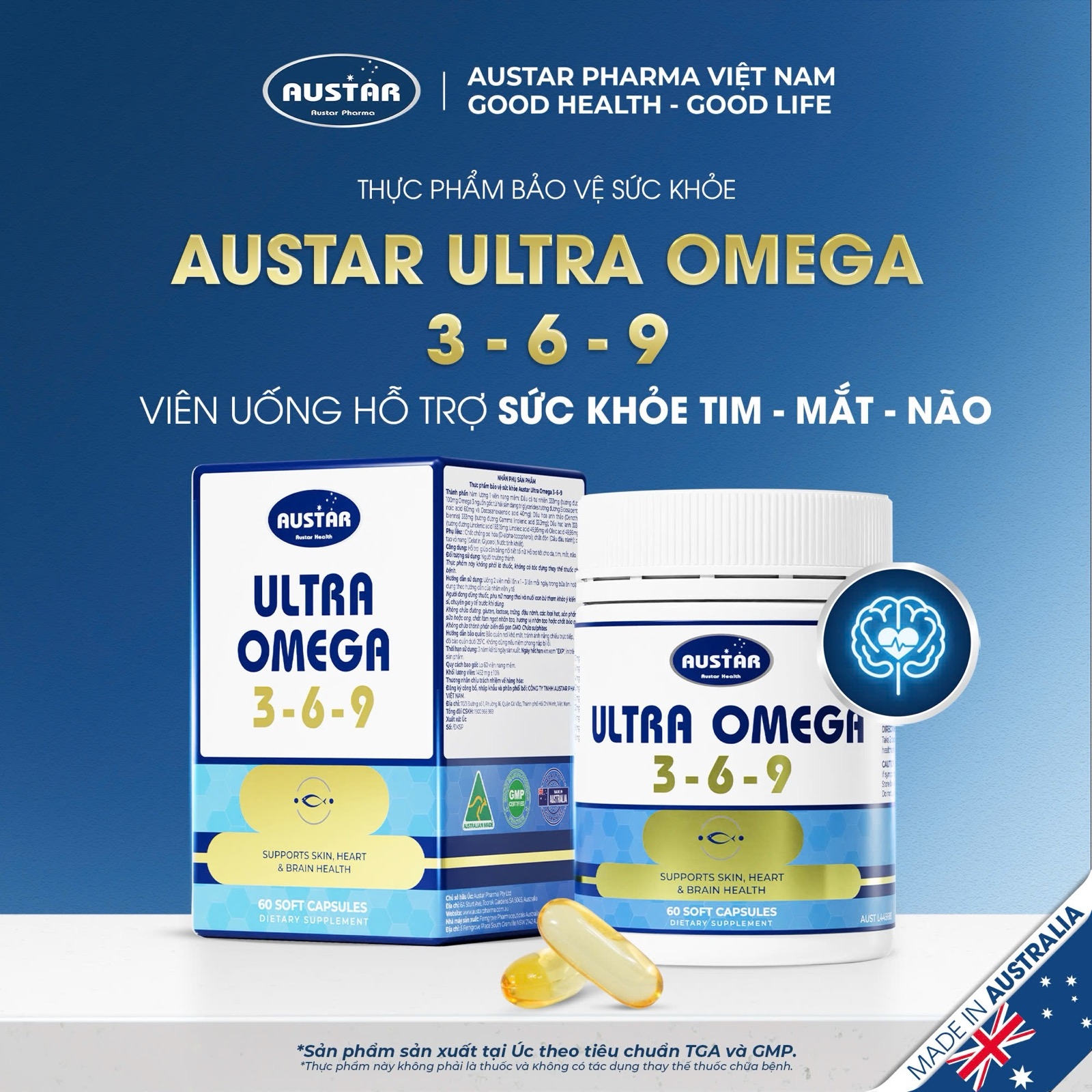 Viên Uống Austar Ultra Omega 3-6-9 (Hộp 60 viên)