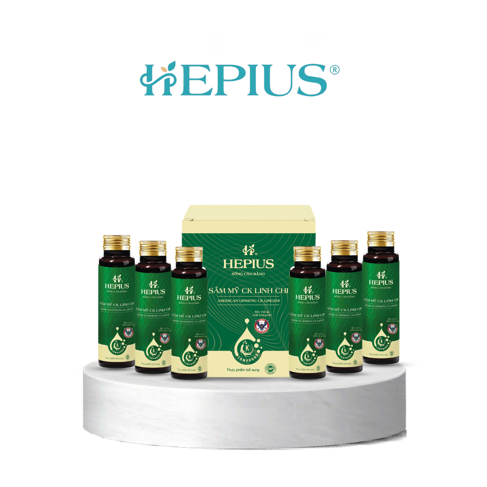HEPIUS Sâm Mỹ CK Linh Chi (Hộp 6 chai) - Phân phối chính hãng