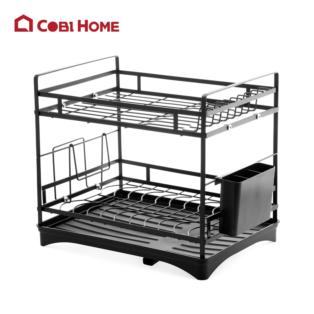 Kệ úp đa năng 2 tầng kèm khay hứng nước - Đen_342590